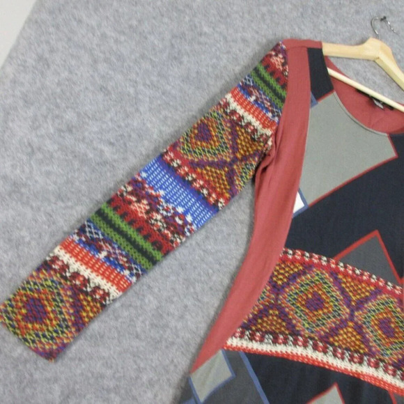 Desigual Art to Wear Womens Bodycon Knit Mini Dress Long Sleeve Large 348 - Picture 6 of 13